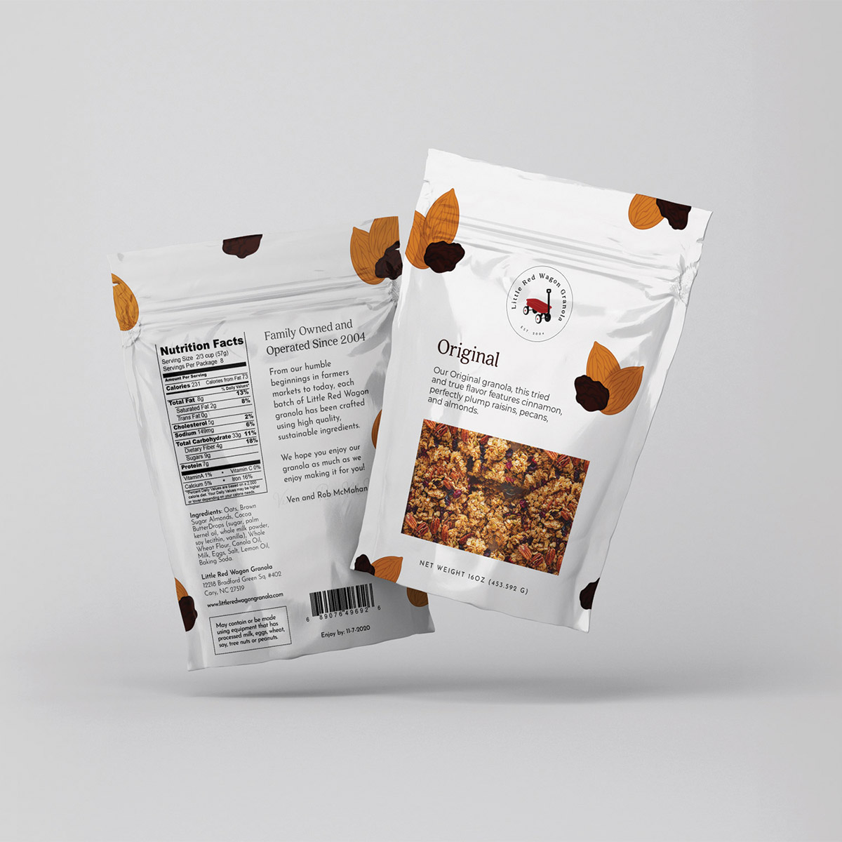 Little Red Wagon Granola Original flavor; sustainable food packaging