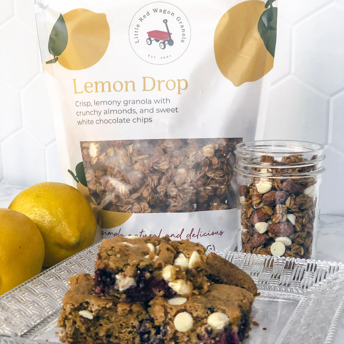 granola cookie bars with lemon drop granola