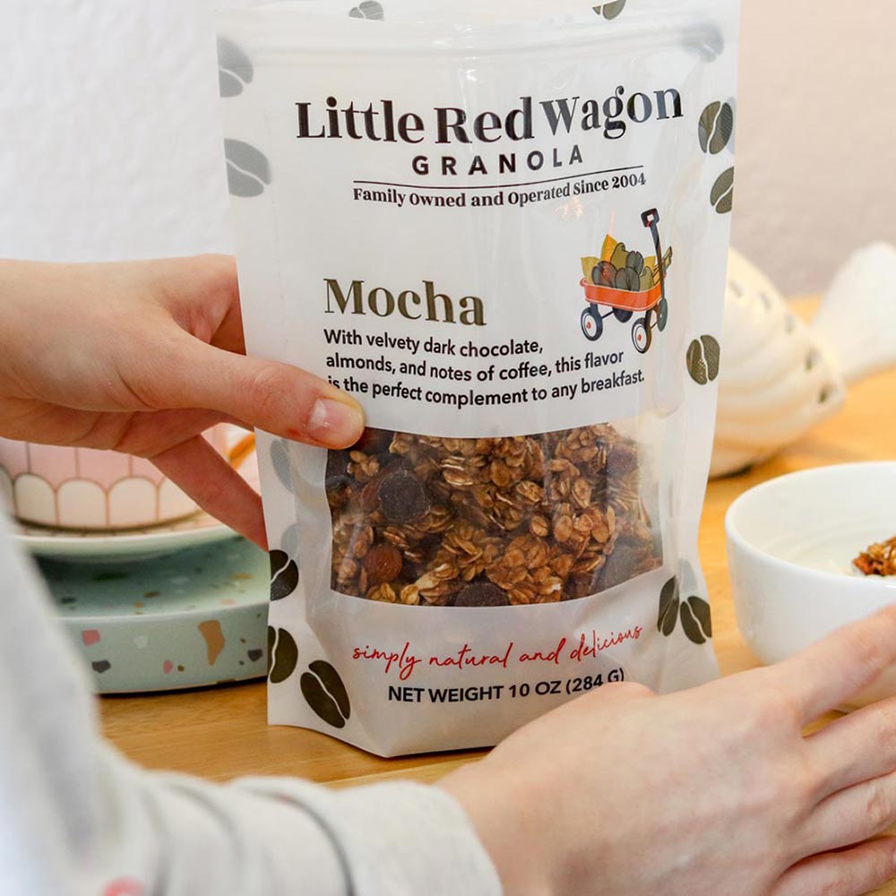 Little Red Wagon Granola Mocha for a blog about Ready-to-Eat Breakfast ideas